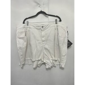 New Ava & Viv Women's High Rise Slim Stretch Midi White Cut Off Shorts Size 24